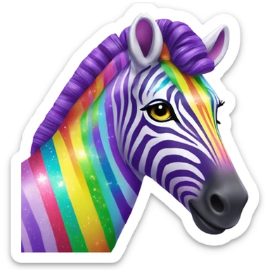 Lisa frank rainbow zebra with glitter purple stripes sticker