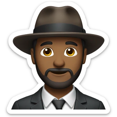 a handsome man with a brown beard and fedora wearing a suit sticker