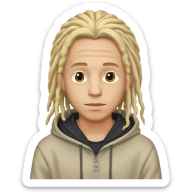 blonde long dreadlocks man with hoodie sticker