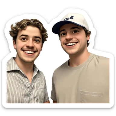 boys in striped shirts smiling sticker