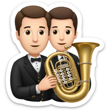 große Tuba, von gltzköpfigen Mann mit grauem Bart gespielt sticker