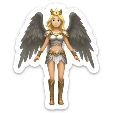 Blond Valkyrie full body with crown with wings sticker