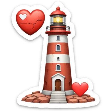 Lighthouse with heart sticker