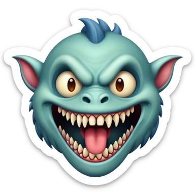 jaw droup a long monster mouth no horns at all a creepy monstrer sticker