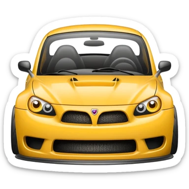 Emoji of a car with wide fenders, carbon fiber hood, and aggressive front bumper sticker