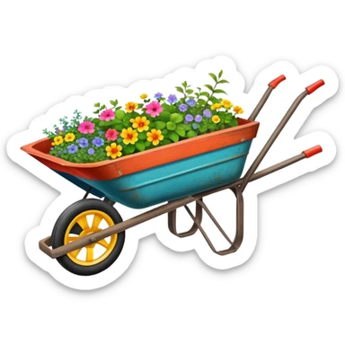 colorful wheelbarrow garden cart sticker