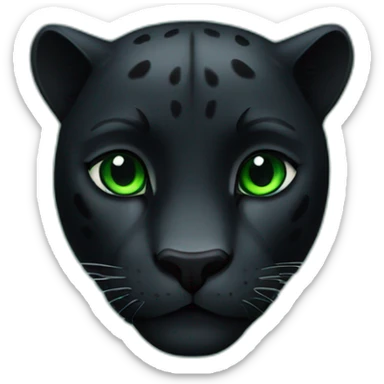 make an emoji of an animal black panther with green eyes, with a green heart sticker