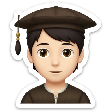 young boy dark hair with yalmulke on with sidelocks sticker