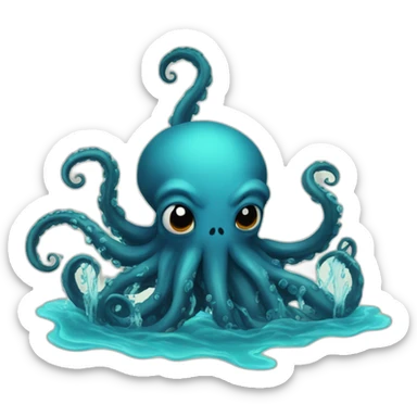 kraken spiting ink sticker
