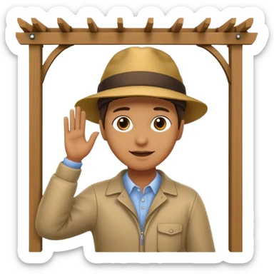 persona poniendo pérgola sticker