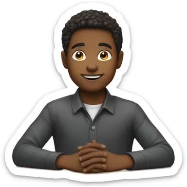 boy is sitting at desk, his hand is raised sticker