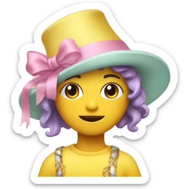 Persona amarilla con gorro de fiesta y pastel sticker