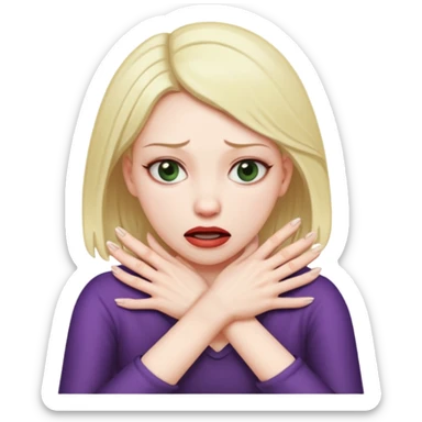 woman strangling herself with her hands sticker