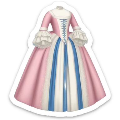 17th century gown with pink white and blue  sticker