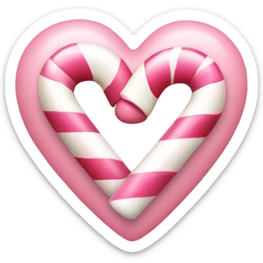 Light pink heart with candy cane sticker