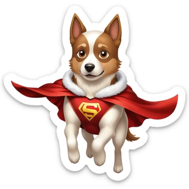 a flying dog with a cape sticker