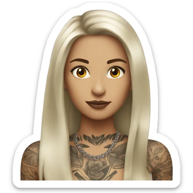 tattooed woman very attractive long hair sticker