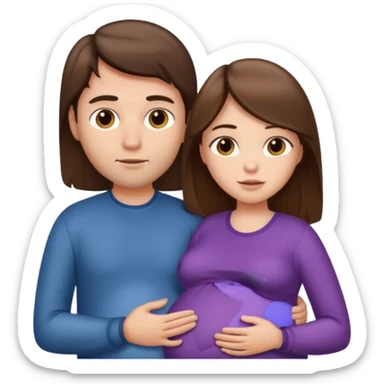 A pregnant woman with long straight brown hair and fair skin and man with short brown hair and fair skin  sticker