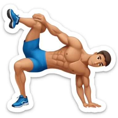 side-view of guy doing decline abdominal Crunches with sixpack sticker