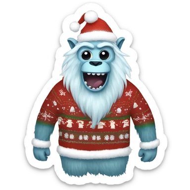 Yeti wearing ugly Xmas sweaters  sticker