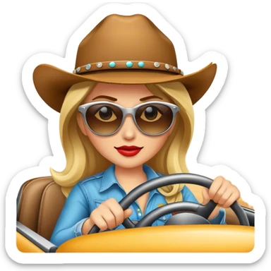 Cowgirl wearing sunglasses driving sticker