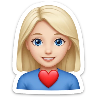 A sticker of a girl with heart-shaped dark blue eyes. sticker