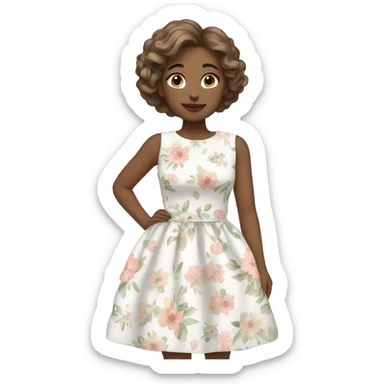 A beautiful white floral dress with pastel colors sticker