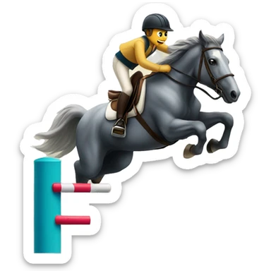 Horse jumping over poles  sticker