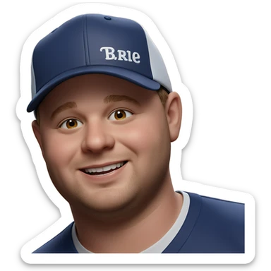 smiling boy in baseball cap sticker