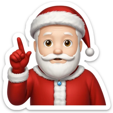 Reno vestido de santa señalando sticker