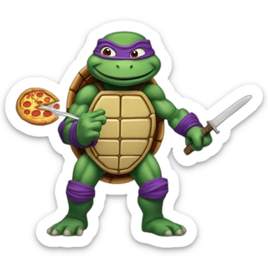 mutant teenage ninja turtle donatello with pizza sticker