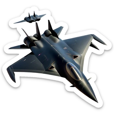 SR-71 Blackbird - Lockheed Martin (Stealth Grey) A sleek, high-speed reconnaissance aircraft with an elongated, needle-like fuselage and a smooth, aerodynamic design. The body is finished in a deep, matte jet-black with subtle panel lines and heat-resistant detailing. Its twin engines are seamlessly integrated into the structure, with sharp, swept-back wings that emphasize speed and stealth. The cockpit canopy is tinted, adding to its mysterious, high-tech aesthetic, while the overall silhouette exudes an aura of unmatched velocity and secrecy. sticker