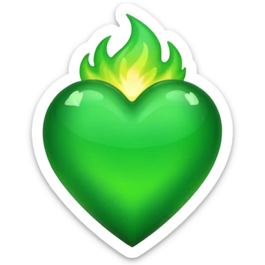 fire green heart emoji with green flame sticker