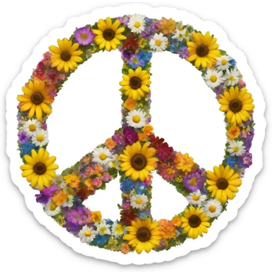 Peace sign made of flowers sticker