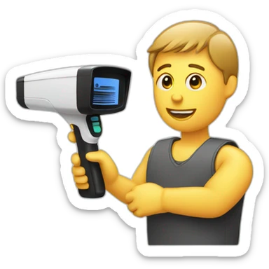 person holding a barcode scanner sticker