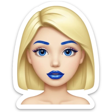 blue lipstick with glitter sticker