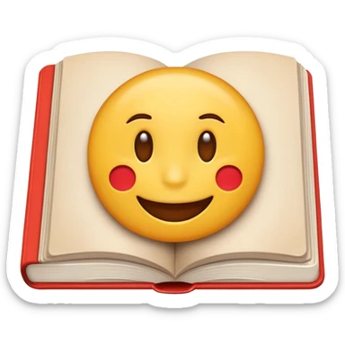 A textbook with the word 'emoji' written on the cover sticker