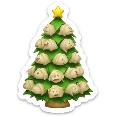 A Christmas tree decorated with dumplings sticker