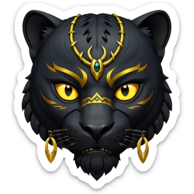 Black panther aggressive just the face and the necklace sticker