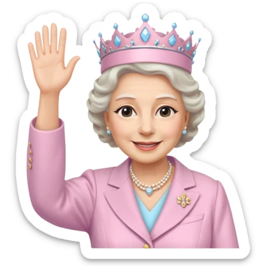 Queen Elizabeth waves in pastel clothes sticker