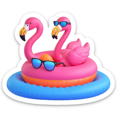 flamingo with sunglasses floating on a pool float sticker