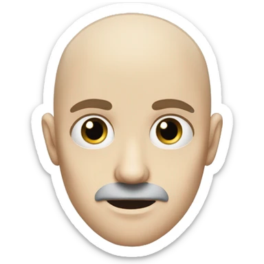 Young Polish skinny trained guy with Blue eyes, a bald, a mustach and little bit scares around the eyes sticker