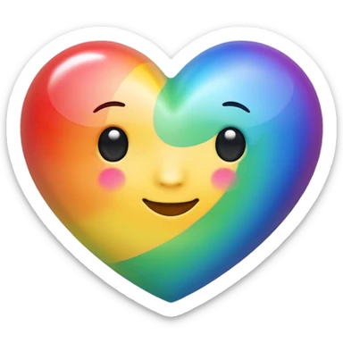 rainbow heart with a glossy shine emoji style sticker