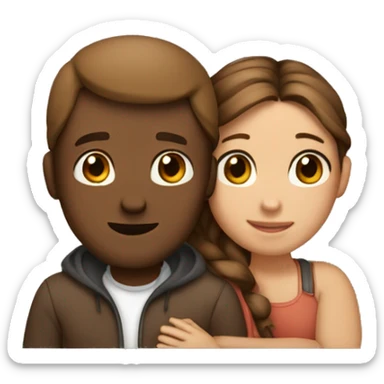 Hug cuple withe skin Brown har sticker