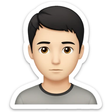emoji of a young man with short black hair and blonde highlights, no beard, looking to the side sticker