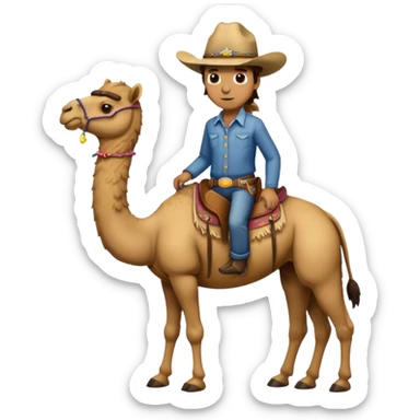 A full body camel with a cowboy hat and without the person on him sticker