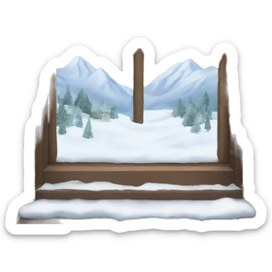 window with a winter view no snow inside only outside  sticker