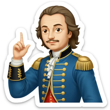 Peter the Great, Russian emperor, pointing to the right with his arm extended sticker