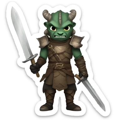 Dragonborn fighter with twin swords  sticker