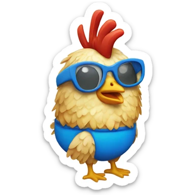 Chicken in a swimming suit iphone ios style sticker
